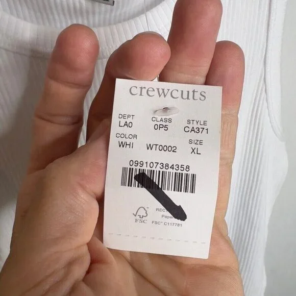 J.Crew Crewcuts Girls everyday tank top in vintage rib White Size XL CA371 - Picture 4 of 6